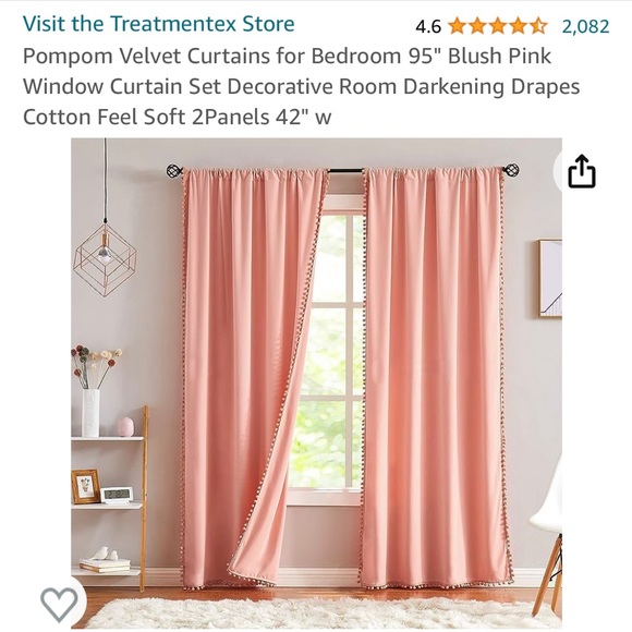 Pink velvet curtains room darkening - Picture 3 of 5